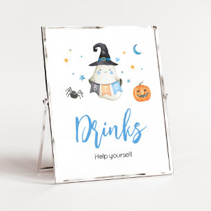 Blue Halloween Ghost Little Boo Baby shower Drinke Poster