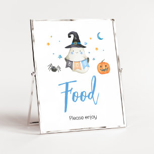 Blue Halloween Ghost Little Boo Baby shower Eten Poster