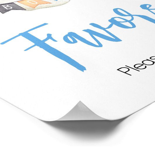 Blue Halloween Ghost Little Boo Baby shower Favori Poster (Hoek)