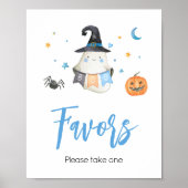 Blue Halloween Ghost Little Boo Baby shower Favori Poster (Voorkant)