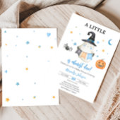 Blue Halloween Ghost Little Boo Baby shower Kaart