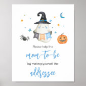Blue Halloween Ghost Little Boo Envelope Station Poster (Voorkant)
