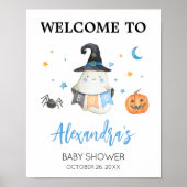 Blue Halloween Ghost Little Boo Welkom Poster (Voorkant)