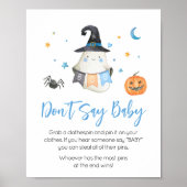 Blue Halloween Ghost Little Boo Zeg geen Baby Poster (Voorkant)