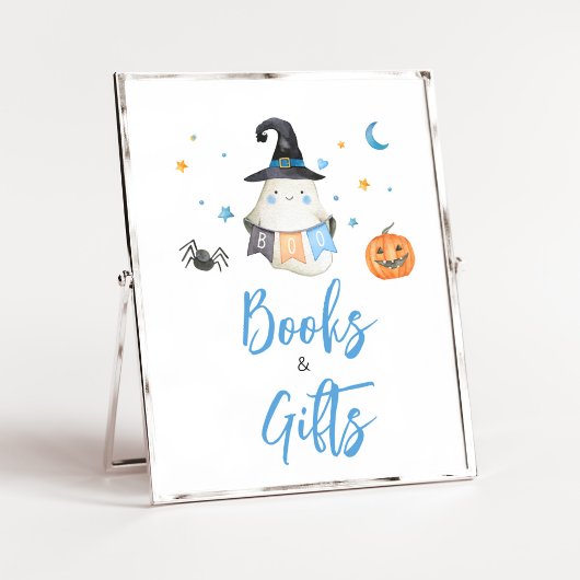 Blue Halloween Ghost Little Book Boeken en geschen Poster