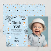 Blue Halloween Ghost Thank You Card Bedankkaart (Voorkant / Achterkant)