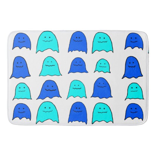 Blue Halloween Ghosts Badmat (Voorkant)