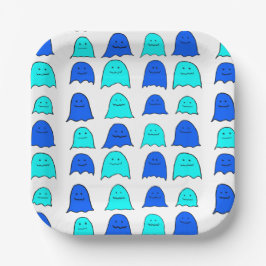 Blue Halloween Ghosts Papieren Bordje