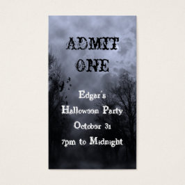 Blue Halloween Haunted Sky Party Ticket Sjabloon Visitekaartjes