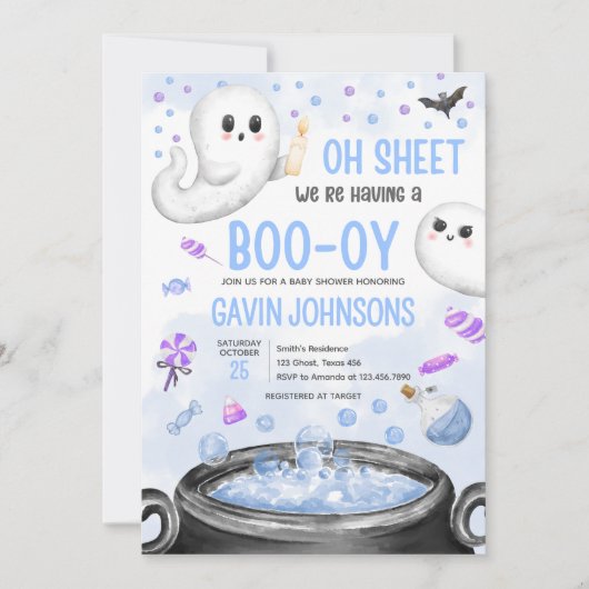 Blue Halloween Het is een Boy Baby shower Kaart (Voorkant)