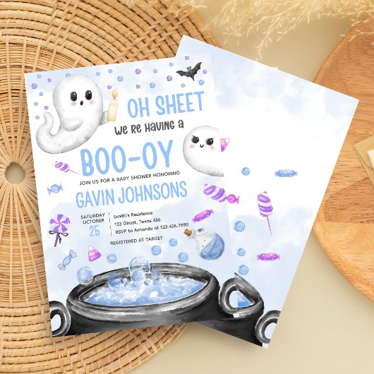 Blue Halloween Het is een Boy Baby shower Kaart