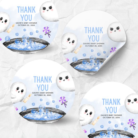 Blue Halloween Het is een Boy Baby shower Ronde Sticker