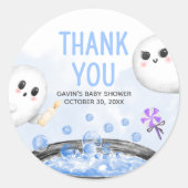 Blue Halloween Het is een Boy Baby shower Ronde Sticker (Voorkant)