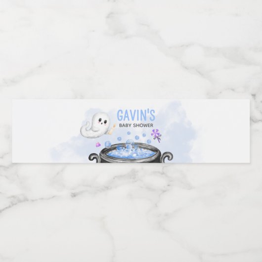 Blue Halloween Het is een Boy Baby shower Waterfles Etiket (Enkel label)