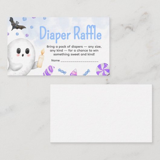 Blue Halloween Is een Boy Baby shower Luier Raffle Informatiekaartje (Voorkant / Achterkant)