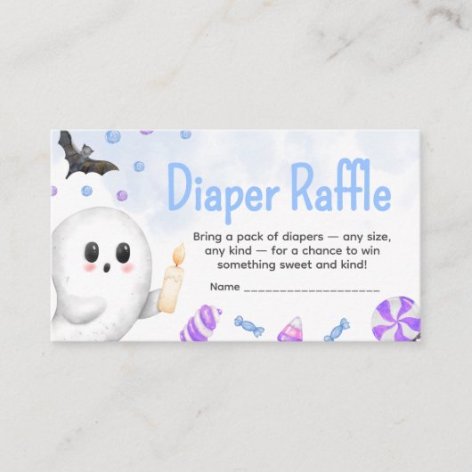 Blue Halloween Is een Boy Baby shower Luier Raffle Informatiekaartje (Voorkant)