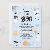Blue Halloween Little Boo Baby shower Kaart (Voorkant)