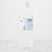 Blue Halloween Little Boo Baby shower Waterfles Etiket (Achterkant)