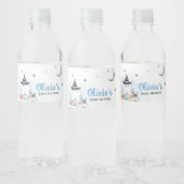 Blue Halloween Little Boo Baby shower Waterfles Etiket (Flessen)