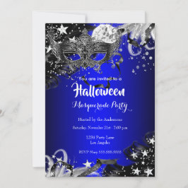 Blue Halloween Magical Night Masquerade Party Kaart