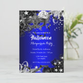 Blue Halloween Magical Night Masquerade Party Kaart (Staand voorkant)