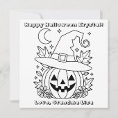 Blue Halloween Pumpkin & Color Me  Kaart (Achterkant)