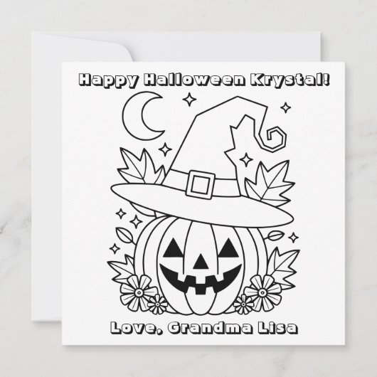 Blue Halloween Pumpkin & Color Me  Kaart (Achterkant)