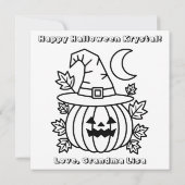 Blue Halloween Pumpkin & Coloring Page Personalize Kaart (Achterkant)