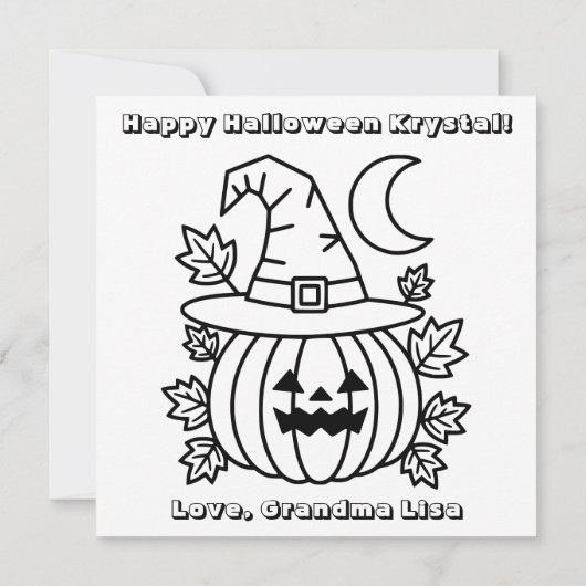 Blue Halloween Pumpkin & Coloring Page Personalize Kaart (Achterkant)