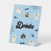 Blue Halloween Spooky Drinken Party Reclamebord Met Voetstuk (Voorkant)
