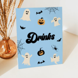 Blue Halloween Spooky Drinken Party Reclamebord Met Voetstuk