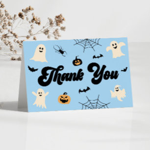 Blue Halloween Spooky Ghosts Baby shower Bedankkaart