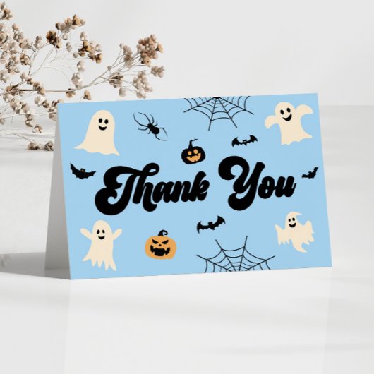 Blue Halloween Spooky Ghosts Baby shower Bedankkaart