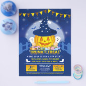 Blue Halloween Trunk of Treat Cute Pumpkin Event Flyer (Enkel)