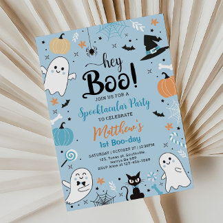 Blue Halloween Verjaardag Spootacular Party Kaart