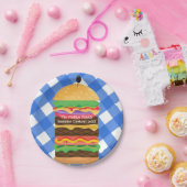 Blue Hamburger Summer Cookout Barbecue Party BBQ Papieren Bordje (Feest)