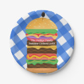 Blue Hamburger Summer Cookout Barbecue Party BBQ Papieren Bordje (Voorkant)