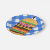 Blue Hamburger Summer Cookout Barbecue Party BBQ Papieren Bordje (Gekanteld)