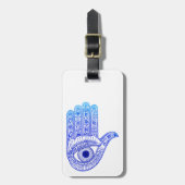 Blue Hamsa Hand / Evil Eye Defence / Hand of Mary Bagagelabel (Voorkant verticaal)