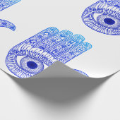 Blue Hamsa Hand / Evil Eye Defence / Hand of Mary Cadeaupapier (Hoek)