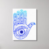 Blue Hamsa Hand / Evil Eye Defence / Hand of Mary Canvas Afdruk (Voorkant)