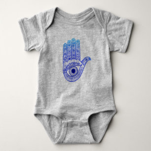 Blue Hamsa Hand / Evil Eye Defence / Hand of Mary Romper