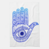 Blue Hamsa Hand / Evil Eye Defence / Hand of Mary Theedoek (Verticaal)