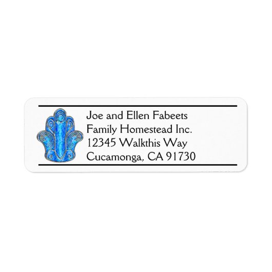Blue Hamsa Return Address Labels (Voorkant)
