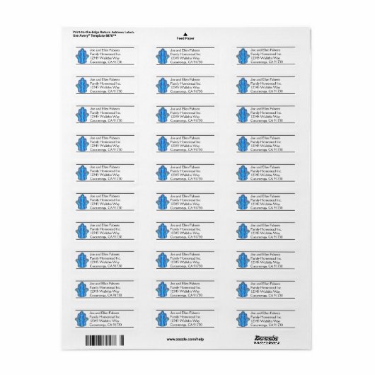  Blue Hamsa Return Address Labels (Full Sheet)