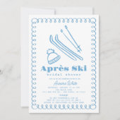Blue Hand-Drawn Après Ski Vrijgezellenfeest Kaart (Voorkant)