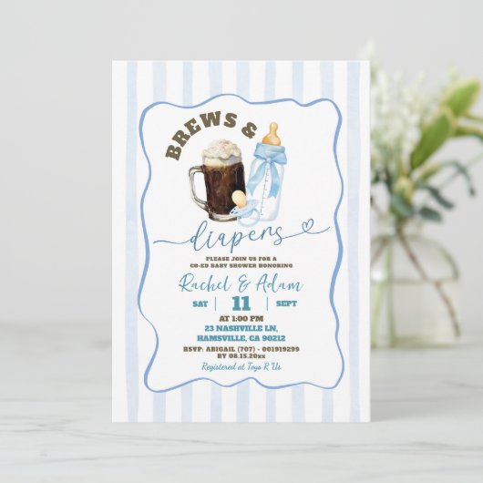 Blue Hand Drawn Baby is het brouwen van het Boy Ba Kaart (Staand voorkant)