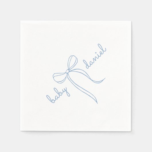 Blue Hand Drawn Bow Boy Baby shower Servet (Voorkant)