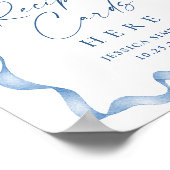 Blue Hand Drawn Bow Bruids Recept Kaarten Poster (Hoek)