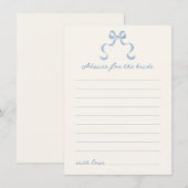 Blue Hand Drawn Bow Vrijgezellenfeest Advies Kaart (Voorkant / Achterkant)